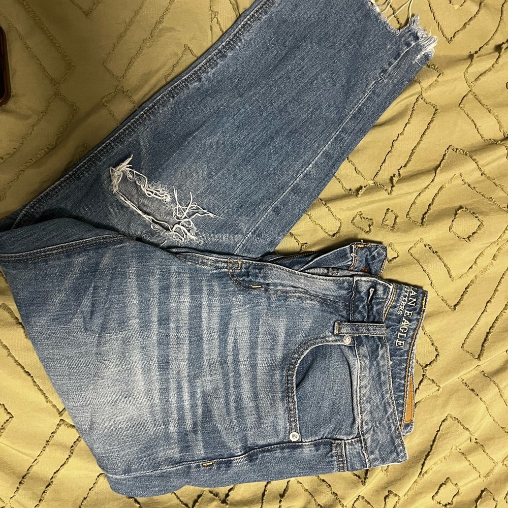 American Eagle Outfitters Blue Ankle Cropped Jeans